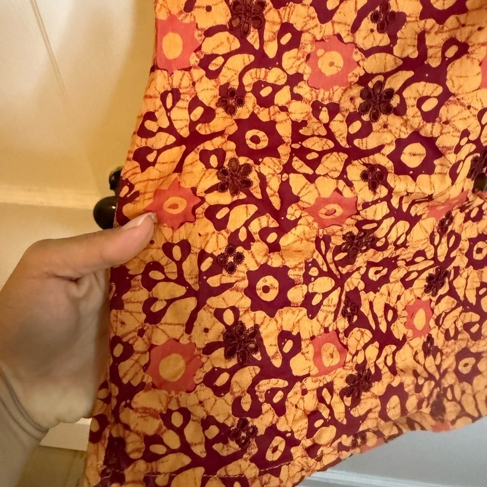 Jennifer & Grace Orange and Maroon Eyelet Flutter Sleeve Boho Blouse - Picture 6 of 6